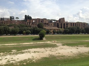 Circus Maximus with the Palatine Hill ruins behind