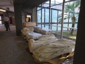 Works ready for shipment to other museums around the world