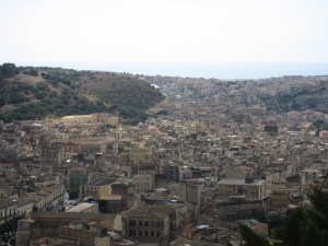 Scicli with Mediterranean in background