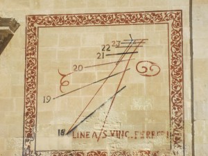 Sundial, San VIcente Ferrari Church, Middle Ages, entrance to city park