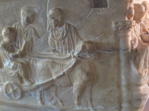 Detail, sarcophagus for child, marble, Roman era