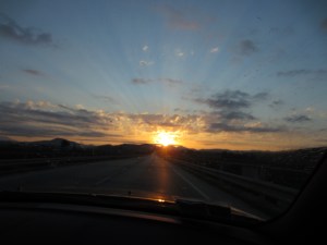 Sunrise along the Sicilian coast towards Agrigento