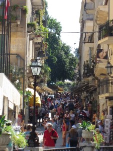 Street scene in Taormina (not an Italian to be seen)