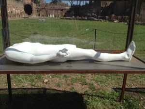 Nino Longobardi, "Athlete" (one of 4 vitrines), plaster figure, life-size, 2013