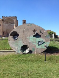 Mimmo Paladino, Untitled (one of 6 spheres), 2005, terracotta and iron