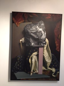 Sorry about the crooked image, based on the Hyacinthe Rigaud portrait of Louis XIV but with a bag over his head!