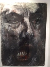 Three portraits in pastel of Meir Kahane, the controversial leader of something he called the Jewish Defense League that was racist and advocated violence against non-Jews.  He was assassinated in New York.