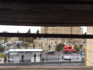 Just down the street (this is Highway One) is the entrance to the Old City of Jerusalem.  Truly "on the seam" right now.