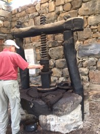 At Jeff's feet you can see a tin bucket that actually looked like it had olive oil in it.