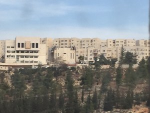 Looking out the window in Elana's (my daughter's apartment) to Ramot a recent new development on the border with East Jerusalem.  You can see how close it is.