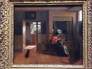 Genre painting is a hallmark of Dutch painting of the 17th century. Genre painting depicts daily life and sometimes is an allegory of moral or religious content. In this case, always one of my favorites is a painting by Pieter de Hooch of a mother picking out lice nits from her daughter's head, something most mothers have experienced along the way.