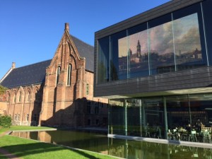 City Museum close to the university. The large screen is a slide show of historical images and personalities in the city's long history. The museum is located in a converted 14th century abbey.