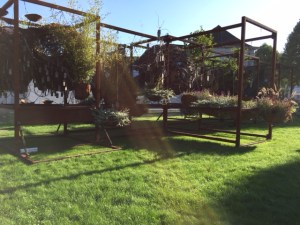 Outside the city museum we found this environmental work titled "The Cocoon"