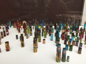 The most interesting work in the museum was a room dedicated to a group calling themselves Micromuseum.  These two young Russian artists were in residence at the museum for 2 months and repurposed old and simple materials into works of art. These are painted bullet casings.
