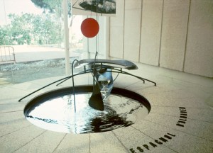 Alexander Calder's "Mercury Fountain" which is flowing mercury was created at the same time that Picasso's Guernica was (1937) and in this case to acknowledge and protest the mercury mine at Almaden where slaves and prisoners were put to work and who died from mercury poisoning. It's enclosed on all sides in glass.