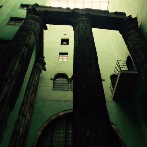 At the end of that alley we entered a room and found the Temple of Augustus from Roman times, or at least what's left of it. It is very close to the cathedral- remember the discussion about one group asserting power of the other by building on top of their sacred space?
