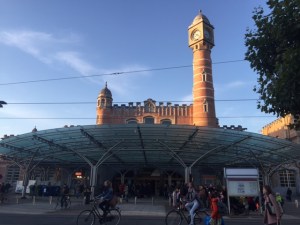The old main train station in Ghent with a new entrance.