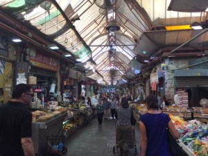 Main corridor of the market with many lanes crisscrossing it.