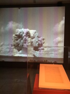 Industrial Revolution: Bruce Conner, 1976, "Crossroads", video and the original Theory of Relativity manuscript by Albert Einstein.