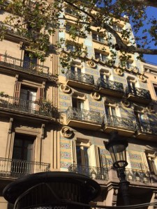 A more traditional tile facade along Las Ramblas