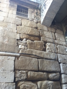 Stone on the side walls show the remnants of the Roman origins.  These are called ashlars and are similar to those found at the Western Wall in Jerusalem.