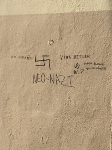 This graffiti on the back wall of the Jewish museum.  Just to remind us that the more things change the more they stay the same.