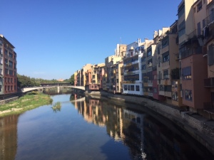The city of Girona is between four rivers though two of them were widened to prevent flooding.  It's reminiscent of Florence with it's bridges.