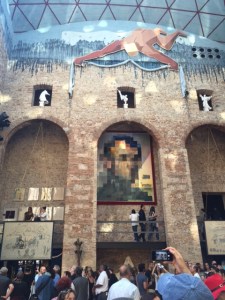 Next room is a large glass dome topped hall with a painting that at first looks like a nude painting from the back of Gala but when one takes a photo with a smartphone the pixels form the face of Abraham Lincoln.  Dali was definitely before his time.