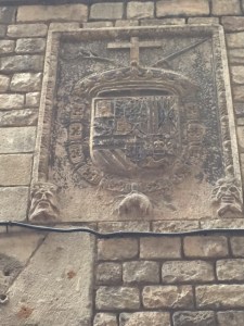 The insignia for the Inquisition.  Notice the pig at the bottom.  Spaniards are quite obsessed with pork and this is and was an issue for observant Jews who do not eat pork.  This became a life or death issue in those days.