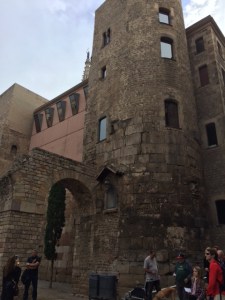 You can see remnants of a Roman aqueduct and a Medieval tower.