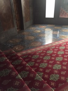 Harmony between the tile patterned floor and the carpeting. It should be noted the Palau was closed from 1990-2011 for extensive renovation to restore the Palau to its former glory.
