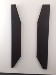 Last work was from another exhibit but fit into this theme and something we had noticed about all the blocks in Bareclona.  When turning from one street to another (except for alleys) there is this triangular space at either end of every block that allows for a spaciousness for pedestrians and safety for vehicles turning.  Title is "Via Laietana" 1988, Sergi Aguilar