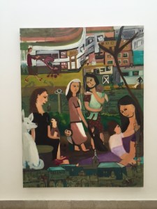 This and the next triptych painting reminded me of where we were earlier in the day, at Sachne.  A community of people enjoying themselves.  This one is titled "Yohanan and me" by Shira Gepstein Moshkovich, 2011