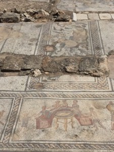 Orpheus Mosaic was unearthed in 1995 and it dates to the end of the 3rd century CE.  It shows scenes from daily life though is a good example of how syncretism works.  If you want to interpret a work to suit your beliefs perhaps you might think this is a scene of baptism and Christian friendship.
