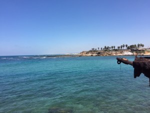 One side of the breakwater- excavations in the distance.