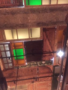 Doors on the ceiling of a restaurant in downtown Jerusalem by the Machane Yehuda market.